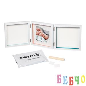 BABY ART Бяла рамка за отпечатък за ръчичка и краче + снимка My Baby Style Essentials